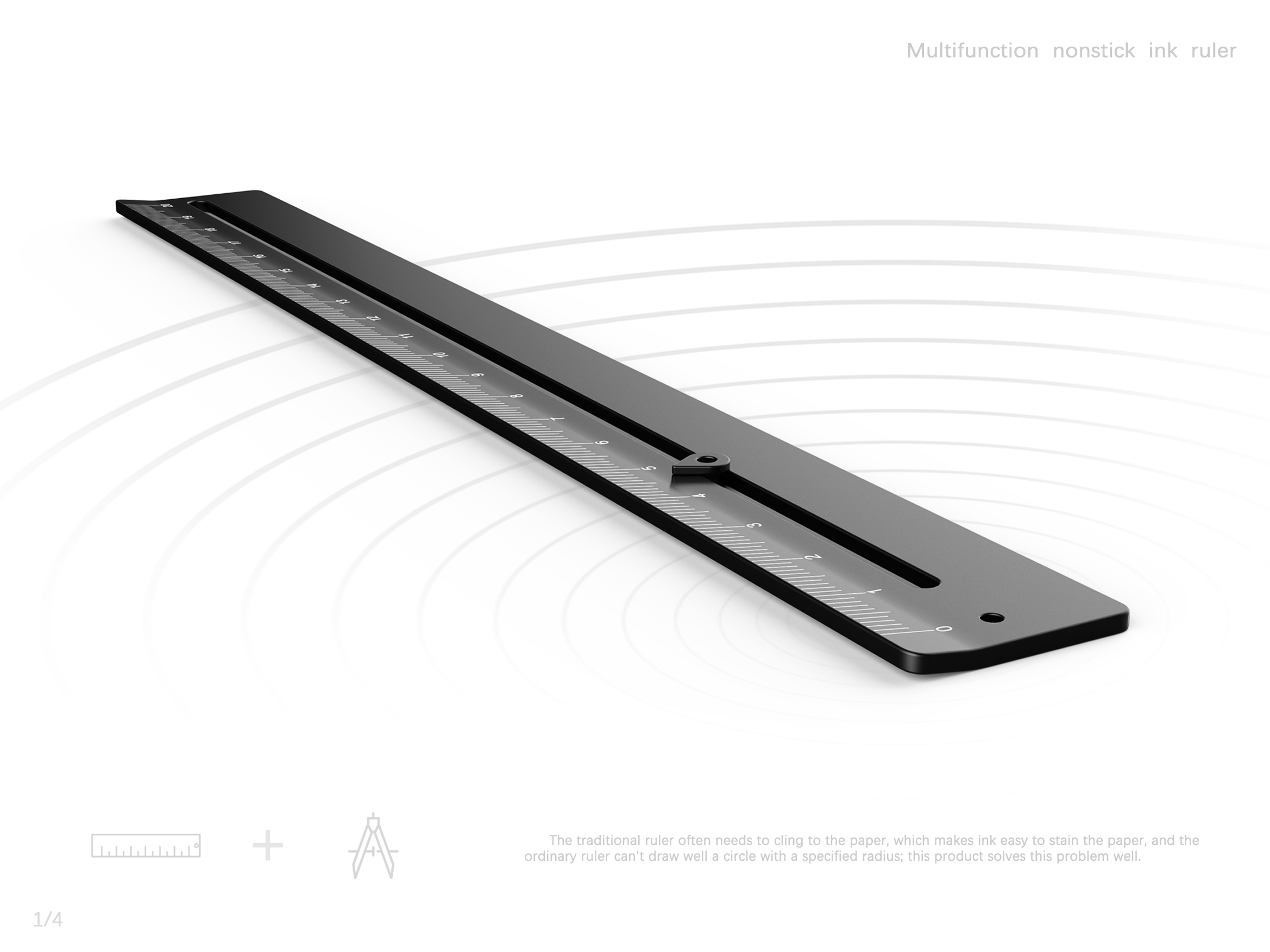 Multifunction nonstick ink ruler